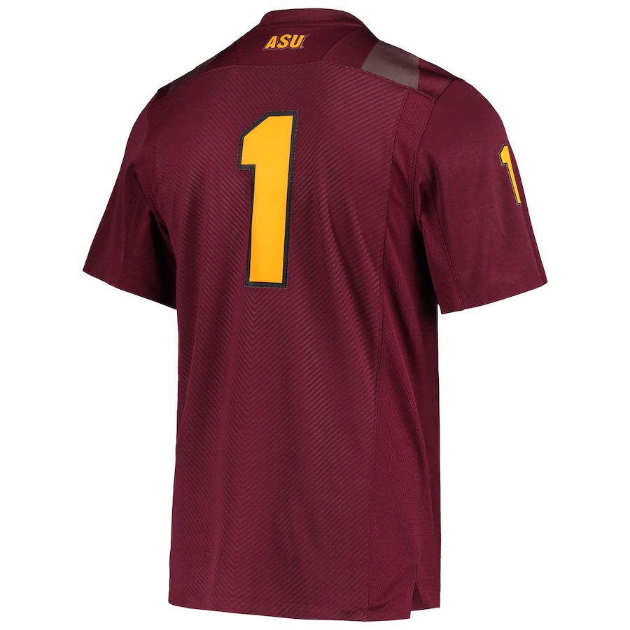 #1 A.State Sun Devils Team Premier Football Jersey Maroon Stitched American College Jerseys