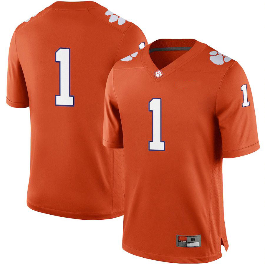 #1 C.Tigers Football Game Jersey Orange Stitched American College Jerseys