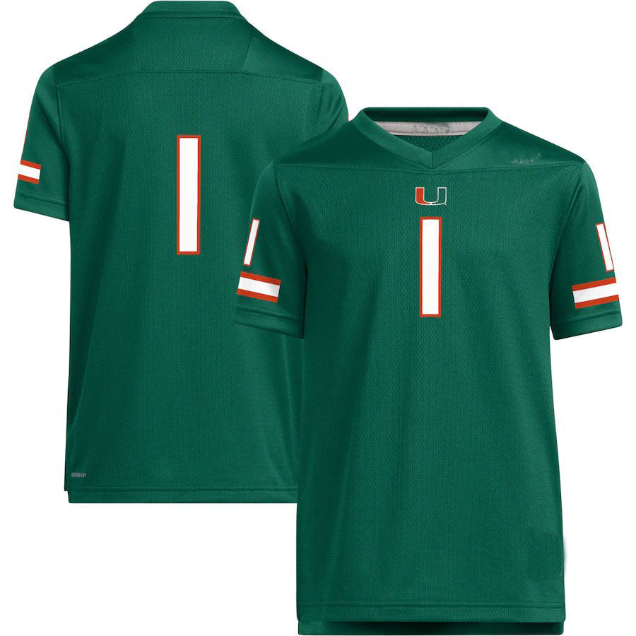 #1 M.Hurricanes Team Replica Green Football Jersey Stitched American College Jerseys