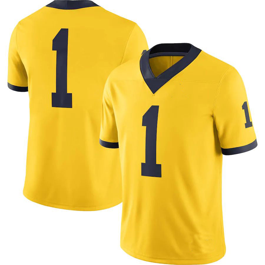 #1 M.Wolverines Jordan Brand Alternate Game Jersey Maize Stitched American College Jerseys