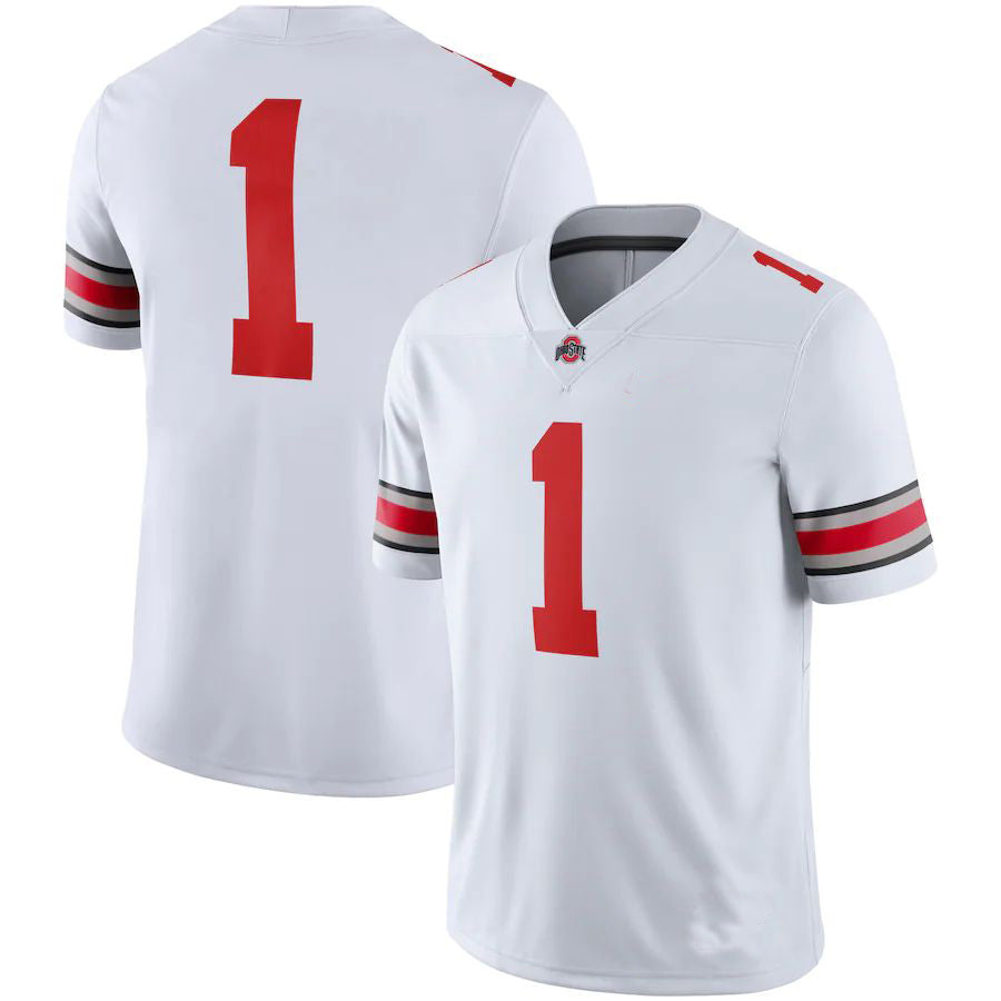 #1 O.State Buckeyes Game Jersey Football Jersey White Stitched American College Jerseys