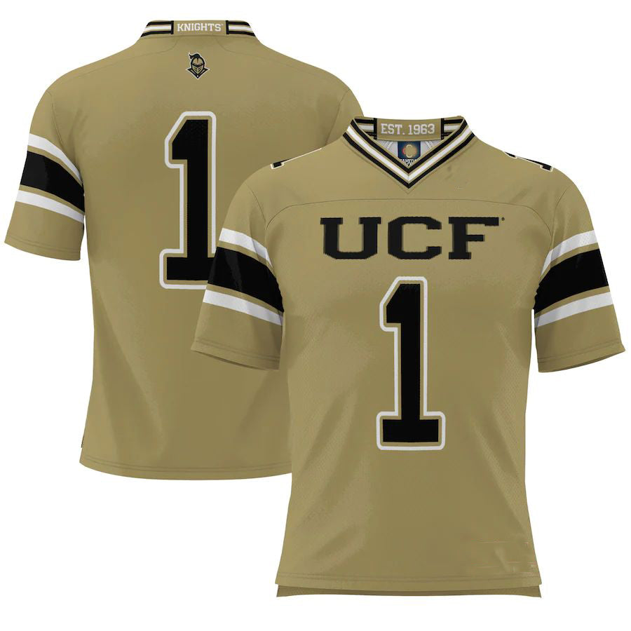 #1 U.Knights ProSphere Endzone Football Jersey Gold Stitched American College Jerseys
