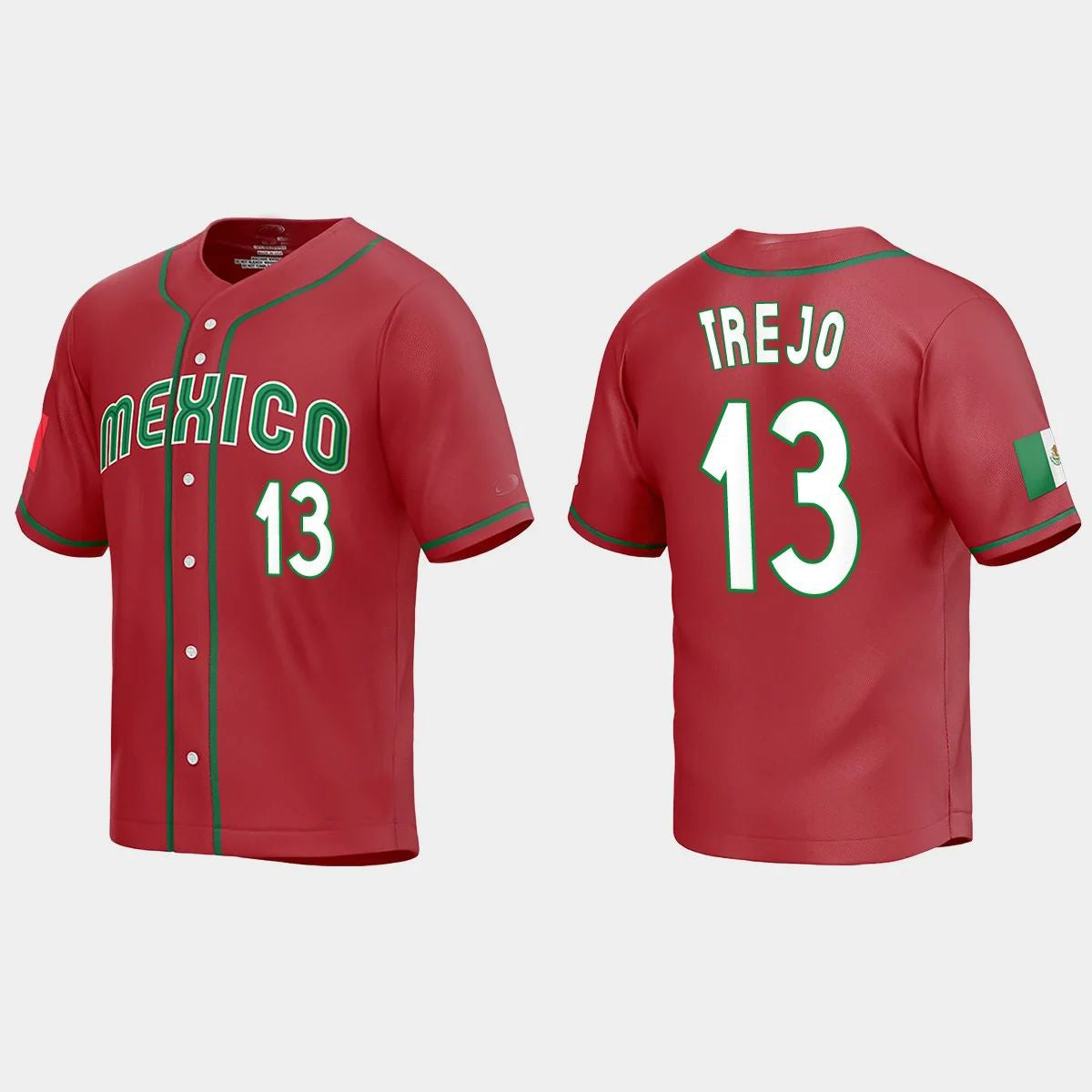 #13 ALAN TREJO MEXICO BASEBALL 2023 WORLD BASEBALL CLASSIC REPLICA JERSEY ¨C RED Stitches Baseball Jerseys