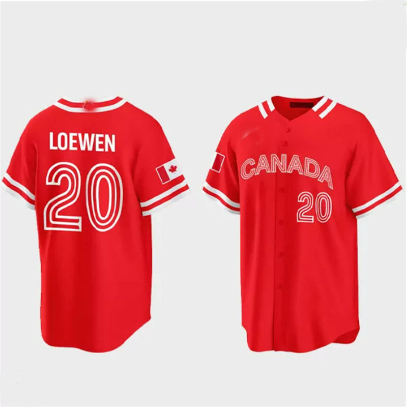 #20 Adam Loewen Canada 2023 World Baseball Classic Jersey ¨C Red Stitches Baseball Jerseys