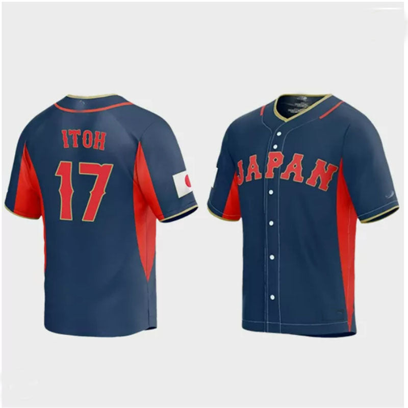 #17 Hiromi Itoh Japan Baseball 2023 World Baseball Classic Jersey ¨C Navy Stitches Baseball Jerseys