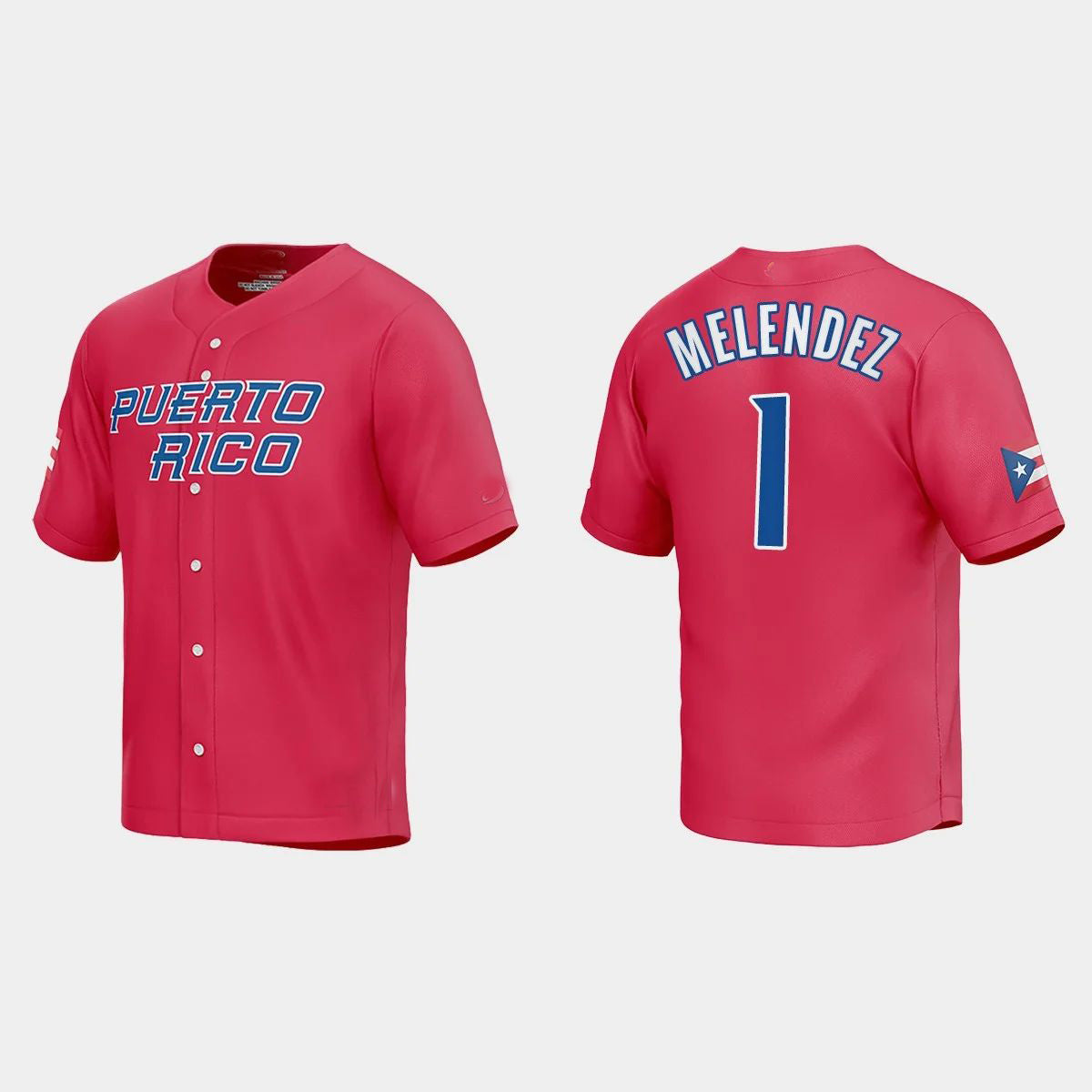 #1 MJ MELENDEZ PUERTO RICO BASEBALL 2023 WORLD BASEBALL CLASSIC JERSEY ¨C RED Stitches Baseball Jerseys