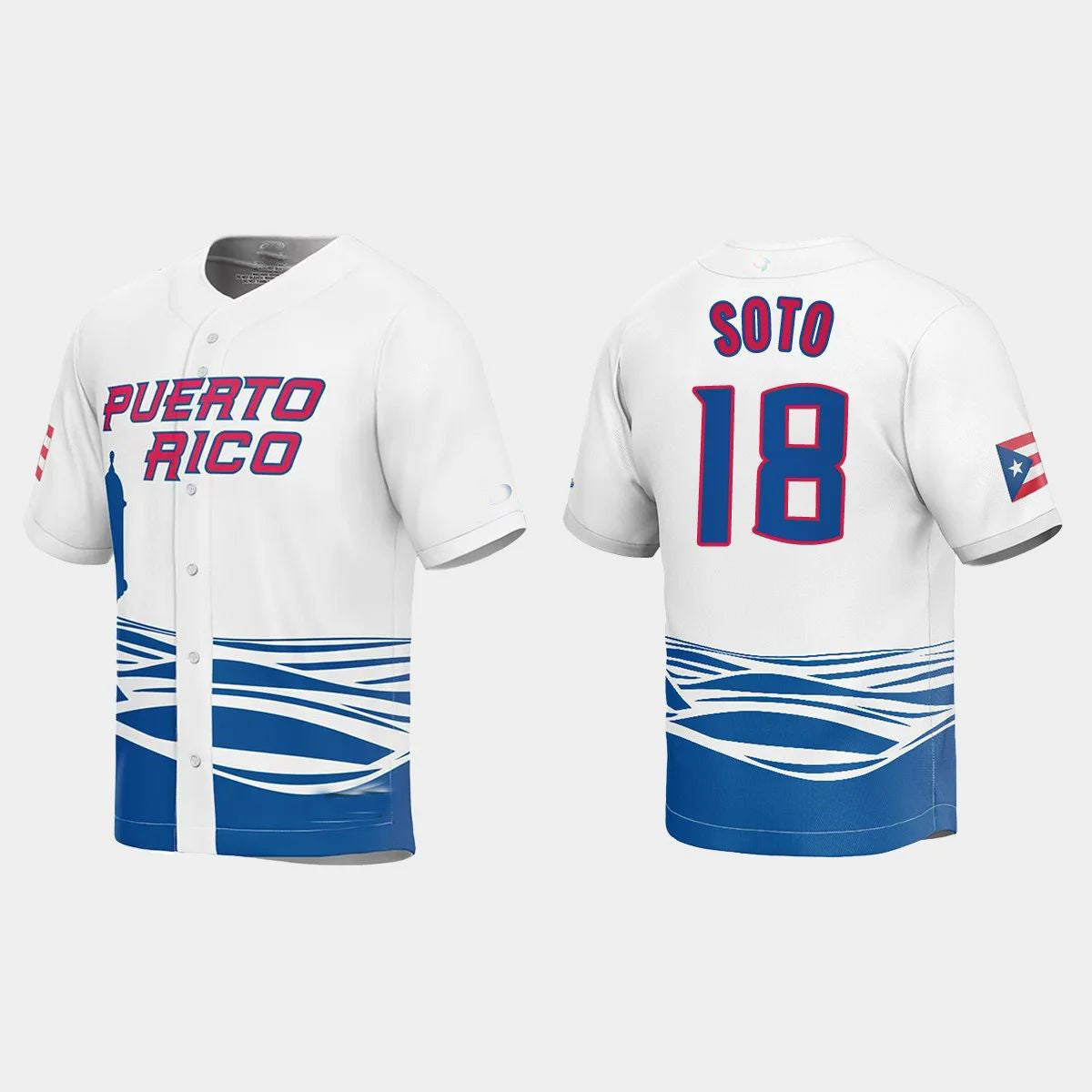 #18 NEFTALI SOTO PUERTO RICO BASEBALL 2023 WORLD BASEBALL CLASSIC JERSEY ¨C WHITE Stitches Baseball Jerseys