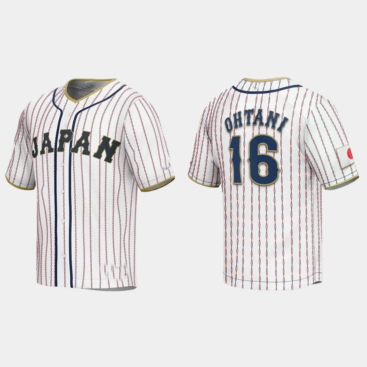 #16 SHOHEI OHTANI JAPAN BASEBALL 2023 WORLD BASEBALL CLASSIC REPLICA JERSEY ¨C WHITE Stitches Baseball Jerseys
